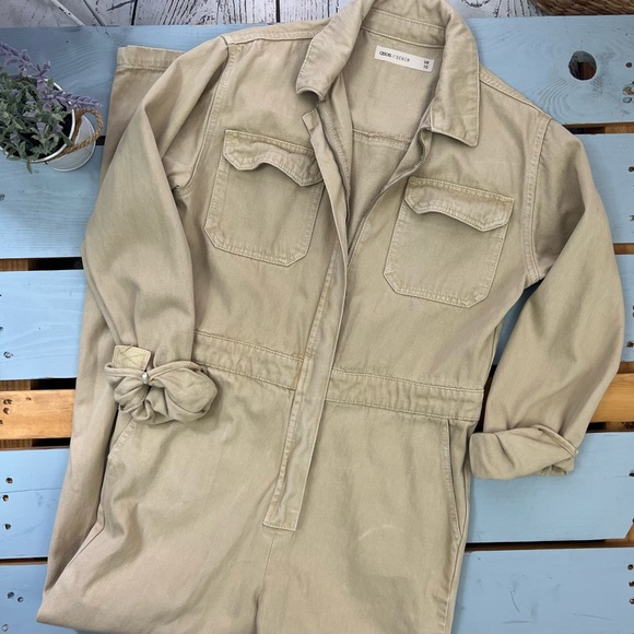 ASOS Design Tall Denim Boilersuit in Stone Size 6 - Picture 2 of 12